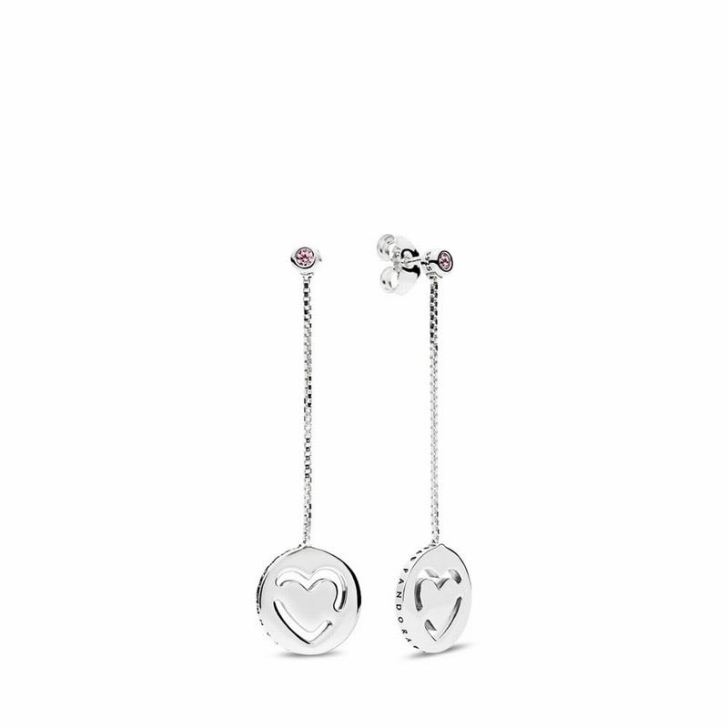 Pandora Pure Love Dangle Earrings - Sterling Silver/Pink/Cubic Zirconia - Canada | SJ1170CF